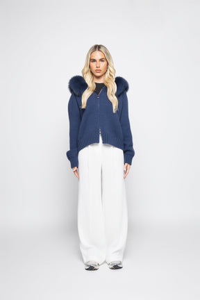 Cardigan Aveludado - Azul