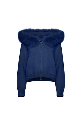 Cardigan Aveludado - Azul