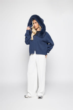 Cardigan Aveludado - Azul