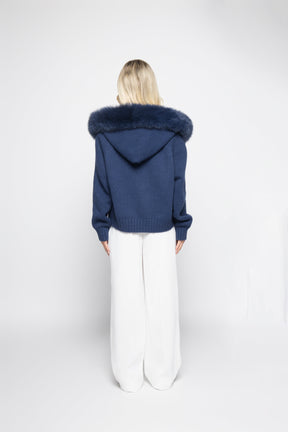 Cardigan Aveludado - Azul