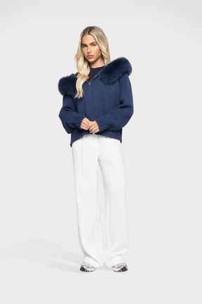 Cardigan Aveludado - Azul